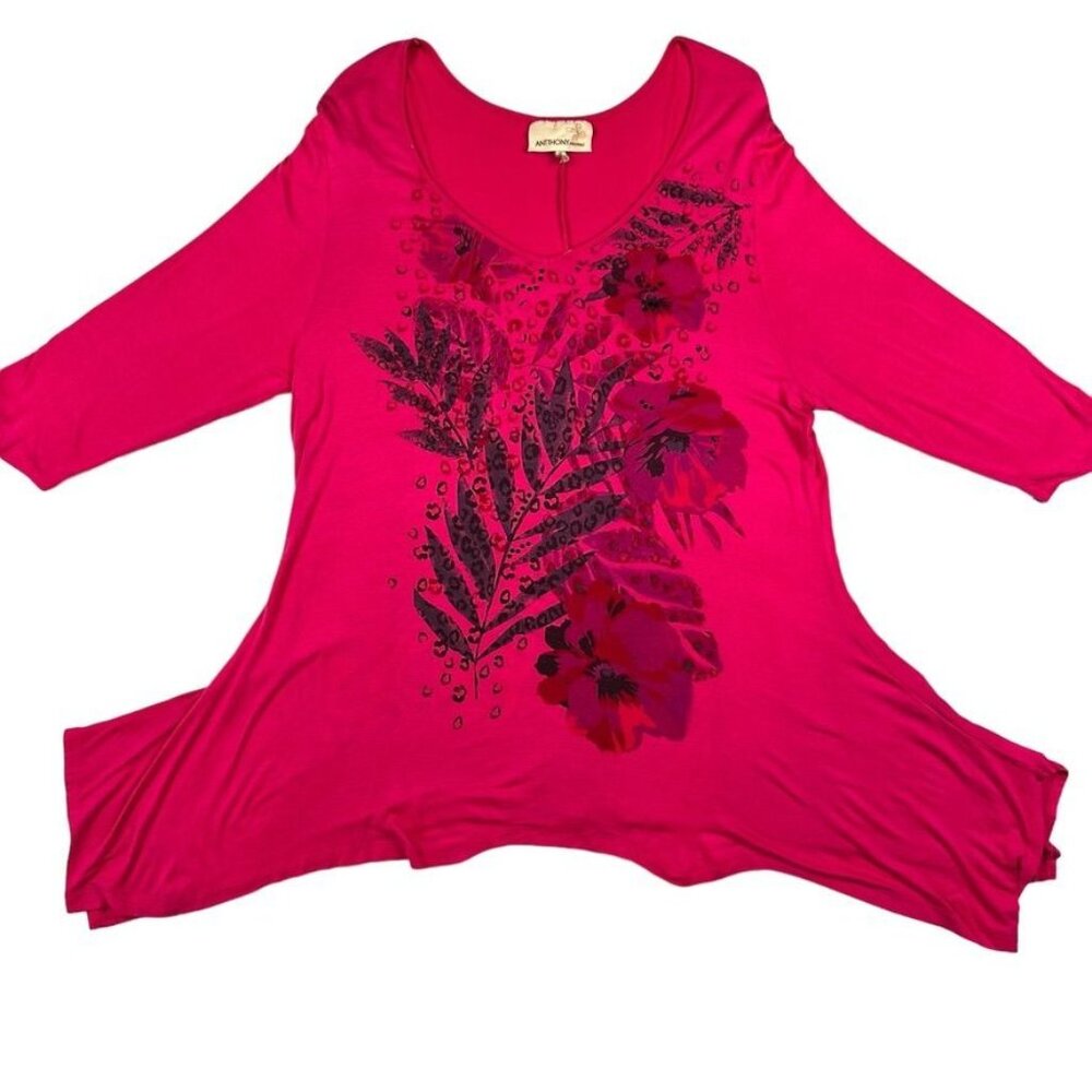 Pink Plus Size Butterfly Top w/Flare Bottom Size (1X)